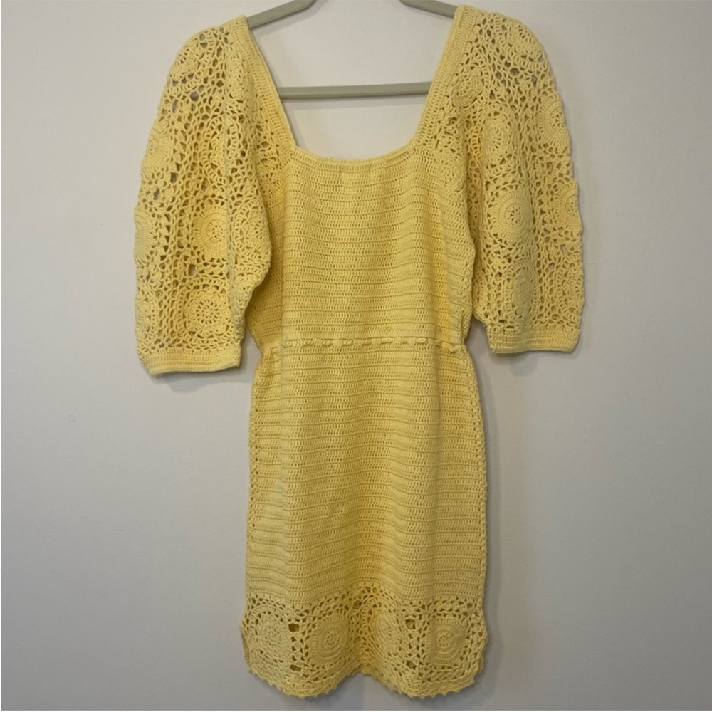 NWT Spell Crochet Doily Puff Sleeve Grannycore Cottagecore Mini Dress Small - Picture 6 of 13